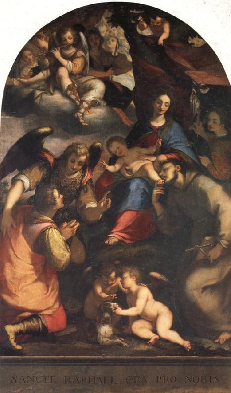 Paggi, Giovanni Battista Madonna and Child with St.Anthony of Padua,Tobias,and the Archangel Ra-Phael China oil painting art